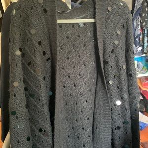 35” long Torrid large sequin cardigan. NWOT black.  So cute !